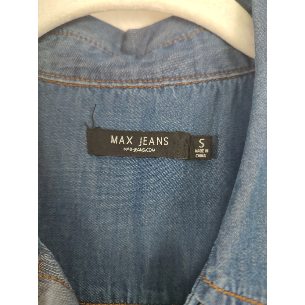 Max Jeans Denim Tunic Shirt Long Sleeve Button Down Casual Top Small - Picture 3 of 6